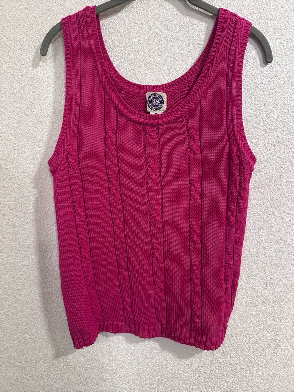 Saks Fifth Avenue Fuchsia Cable-Knit Tank Top